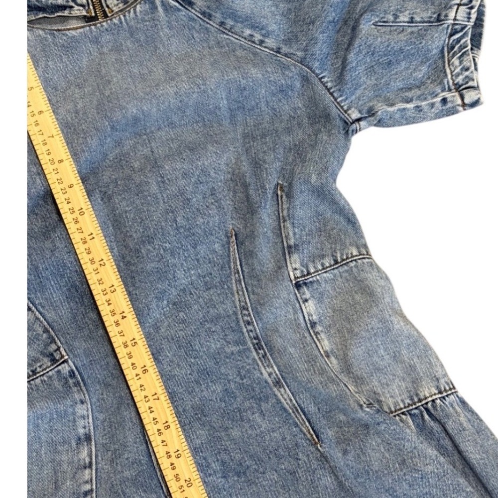 Jonathan Simkhai holland Denim Mini Dress Light Wash Puff Sleeve Organic  s‎ m - Picture 13 of 16